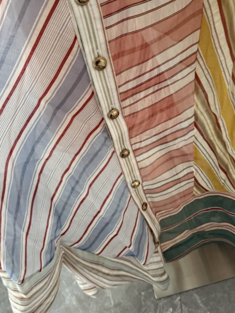 Zimmermann Spliced Stripe Linen Silk Button Front Maxi Dress Belted - Picture 8 of 10